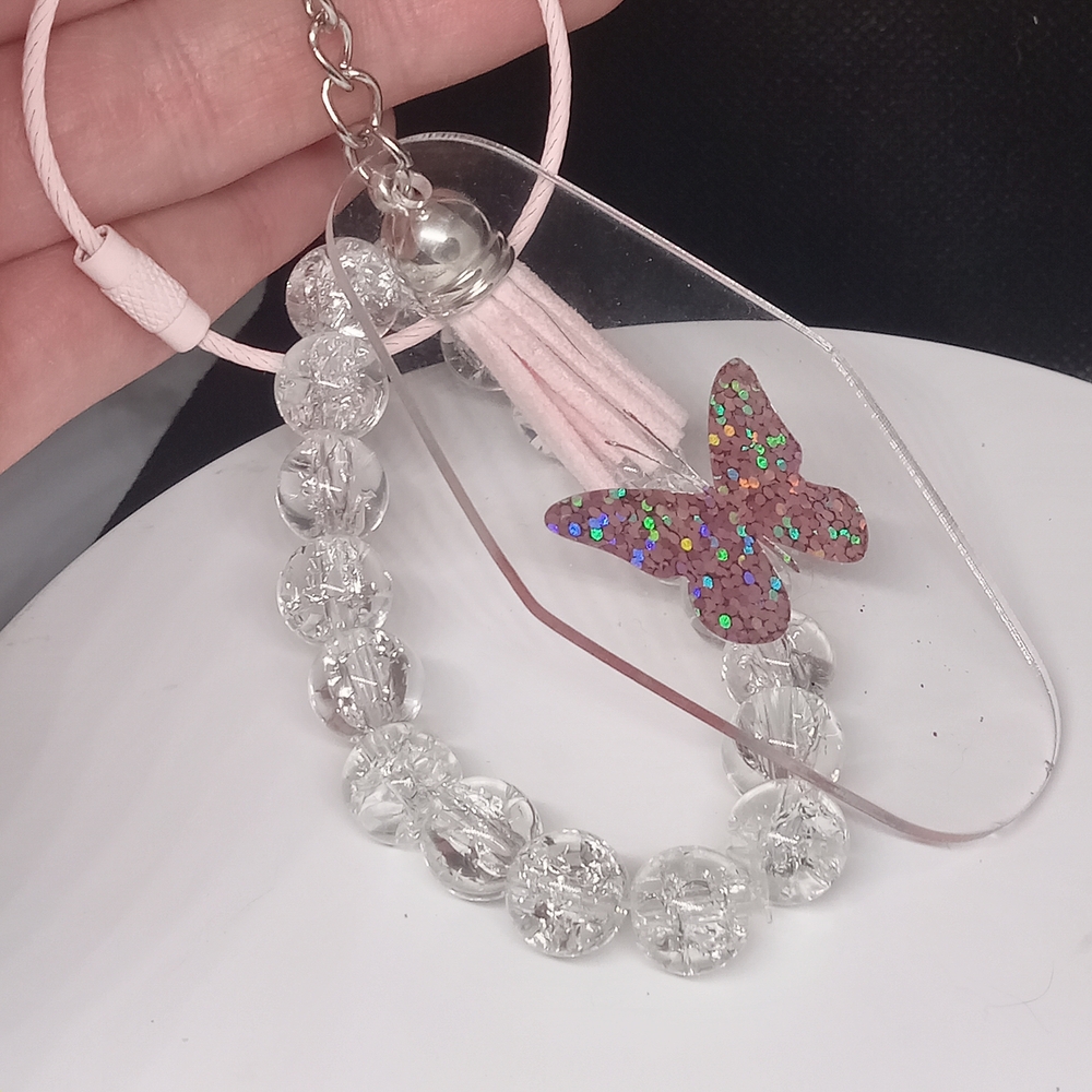 Elegant Pink Butterfly Key & Card Holder